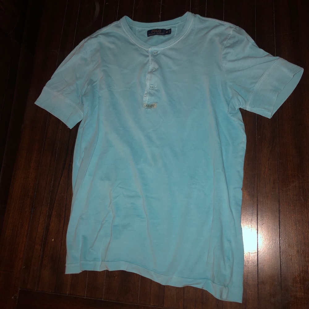 Polo light turquoise casual button short sleeve